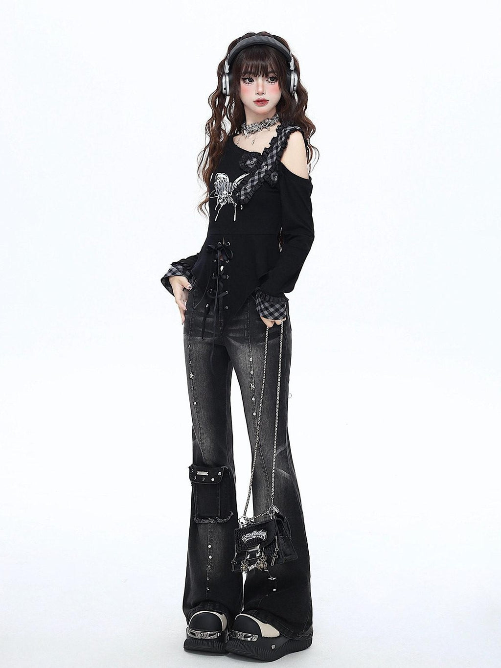 CRAZYGIRL Vintage Micro Flare High Waist Slimming Women's Denim Flare Pants