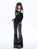 CRAZYGIRL Vintage Micro Flare High Waist Slimming Women's Denim Flare Pants