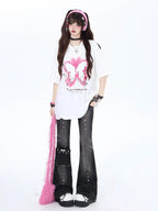 CRAZYGIRL Vintage Micro Flare High Waist Slimming Women's Denim Flare Pants