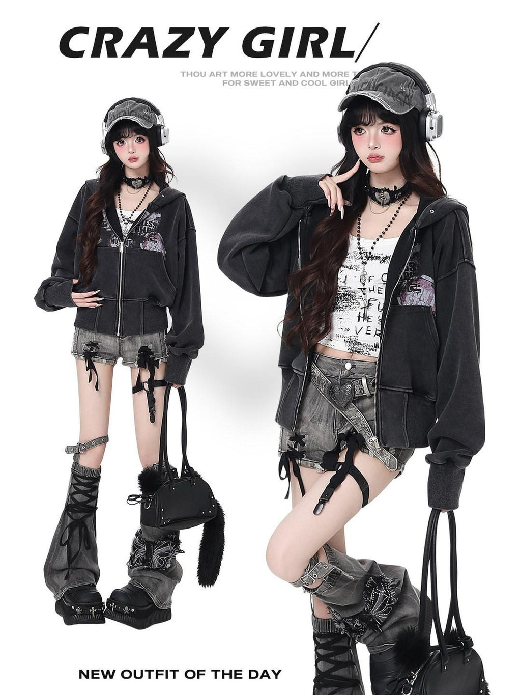 CRAZYGIRL Vintage Washed Distressed Cropped Cinched Waist Women's Hoodies