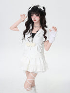 CRAZYGIRL White Plush Angel Wing Sweet Cool Long Twisted Rope Chain Women's Necklaces