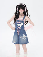 CRAZYGIRL White Plush Angel Wing Sweet Cool Long Twisted Rope Chain Women's Necklaces
