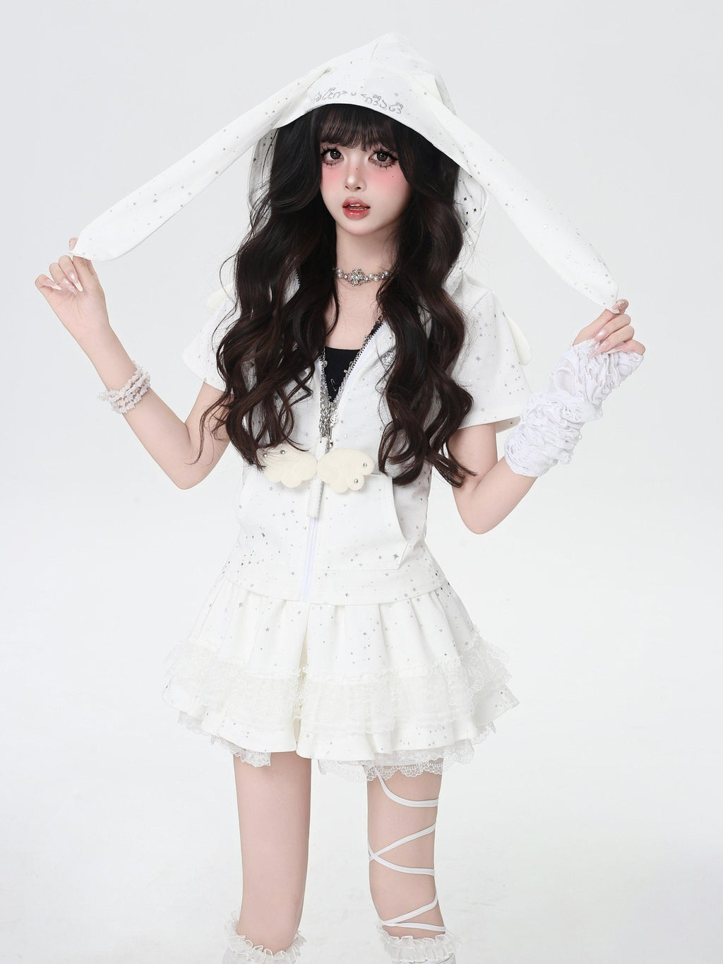CRAZYGIRL White Plush Angel Wing Sweet Cool Long Twisted Rope Chain Women's Necklaces