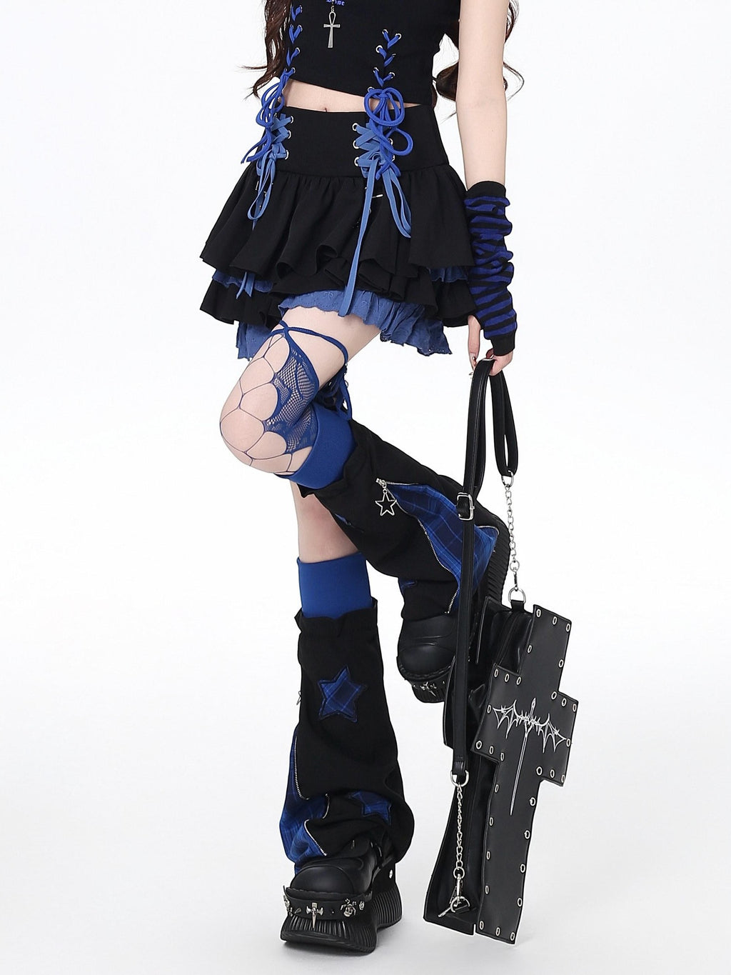 CRAZYGIRL Y2k Lace Tie Ruffled Pleated Tiered Women's Polyester Mini Skirts