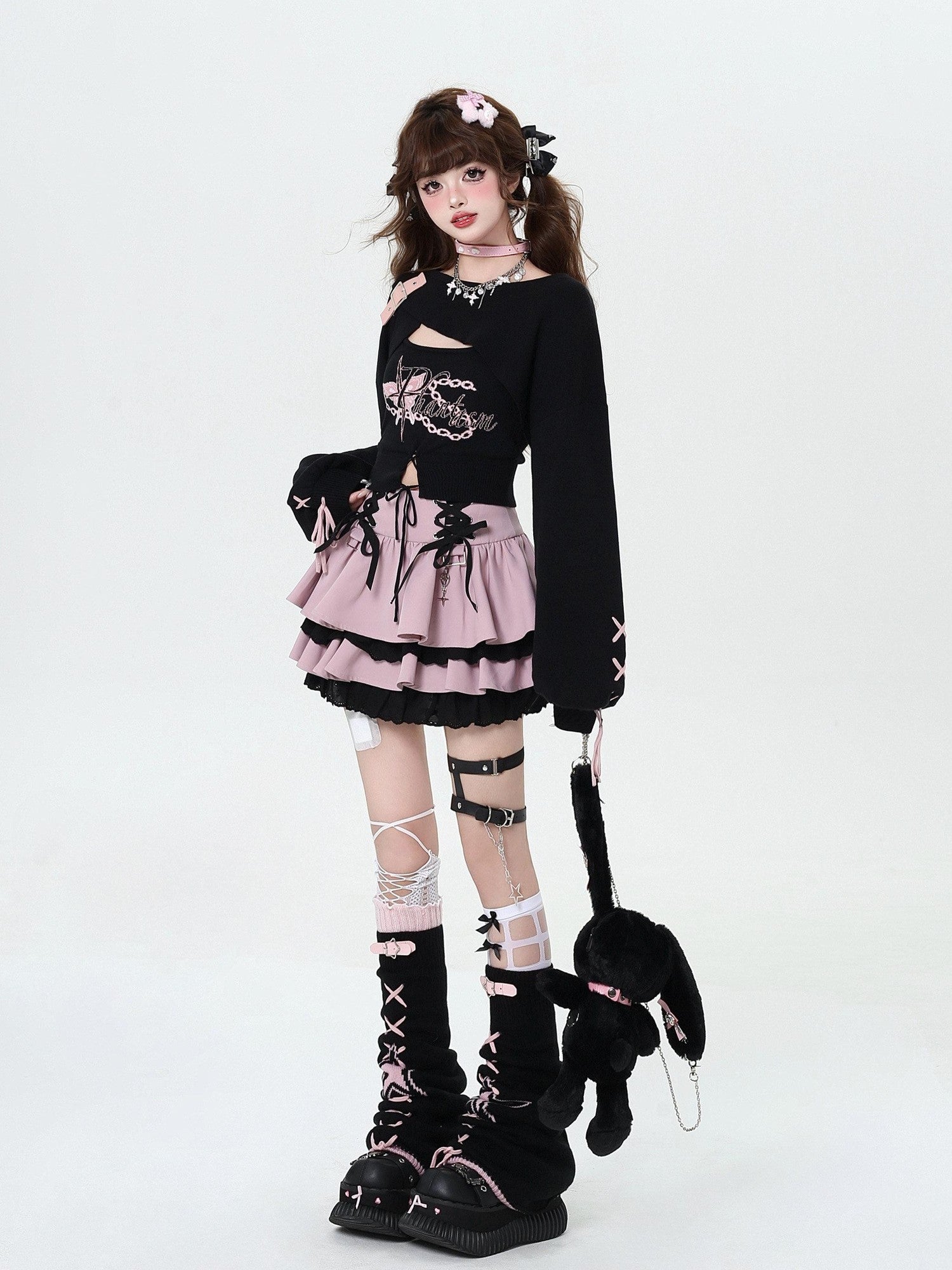 CRAZYGIRL Y2k Lace Tie Ruffled Pleated Tiered Women's Polyester Mini Skirts