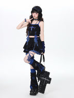 CRAZYGIRL Y2k Lace Tie Ruffled Pleated Tiered Women's Polyester Mini Skirts