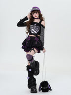 CRAZYGIRL Y2k Lace Tie Ruffled Pleated Tiered Women's Polyester Mini Skirts
