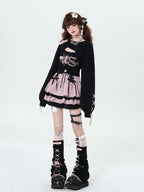 CRAZYGIRL Y2k Lace Tie Ruffled Pleated Tiered Women's Polyester Mini Skirts
