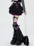 CRAZYGIRL Y2k Lace Tie Ruffled Pleated Tiered Women's Polyester Mini Skirts