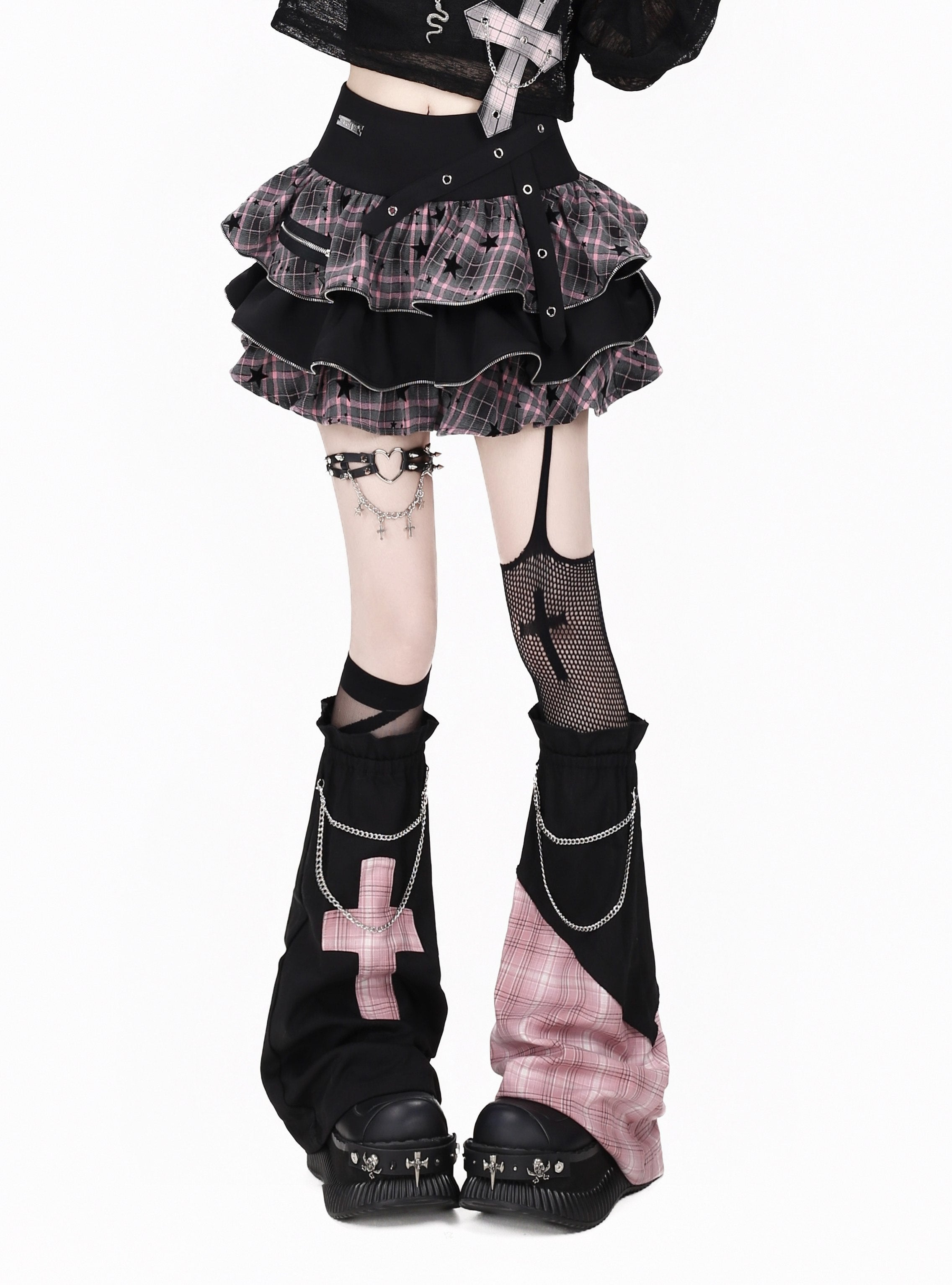 CRAZYGIRL_Y2k_Plaid_Ruffled_Chain_High_Waist_Slim_Cake_Women's_Mini_Skirts_1067574506953_MISSTT