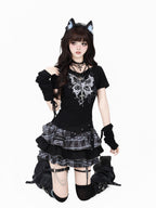 CRAZYGIRL Y2k Plaid Ruffled Chain High Waist Slim Cake Women's Mini Skirts