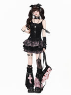 CRAZYGIRL Y2k Plaid Ruffled Chain High Waist Slim Cake Women's Mini Skirts