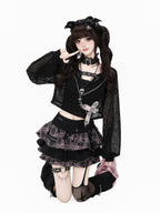 CRAZYGIRL Y2k Plaid Ruffled Chain High Waist Slim Cake Women's Mini Skirts