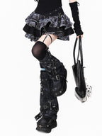 CRAZYGIRL Y2k Plaid Ruffled Chain High Waist Slim Cake Women's Mini Skirts