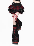 CRAZYGIRL Y2k Plaid Ruffled Chain High Waist Slim Cake Women's Mini Skirts