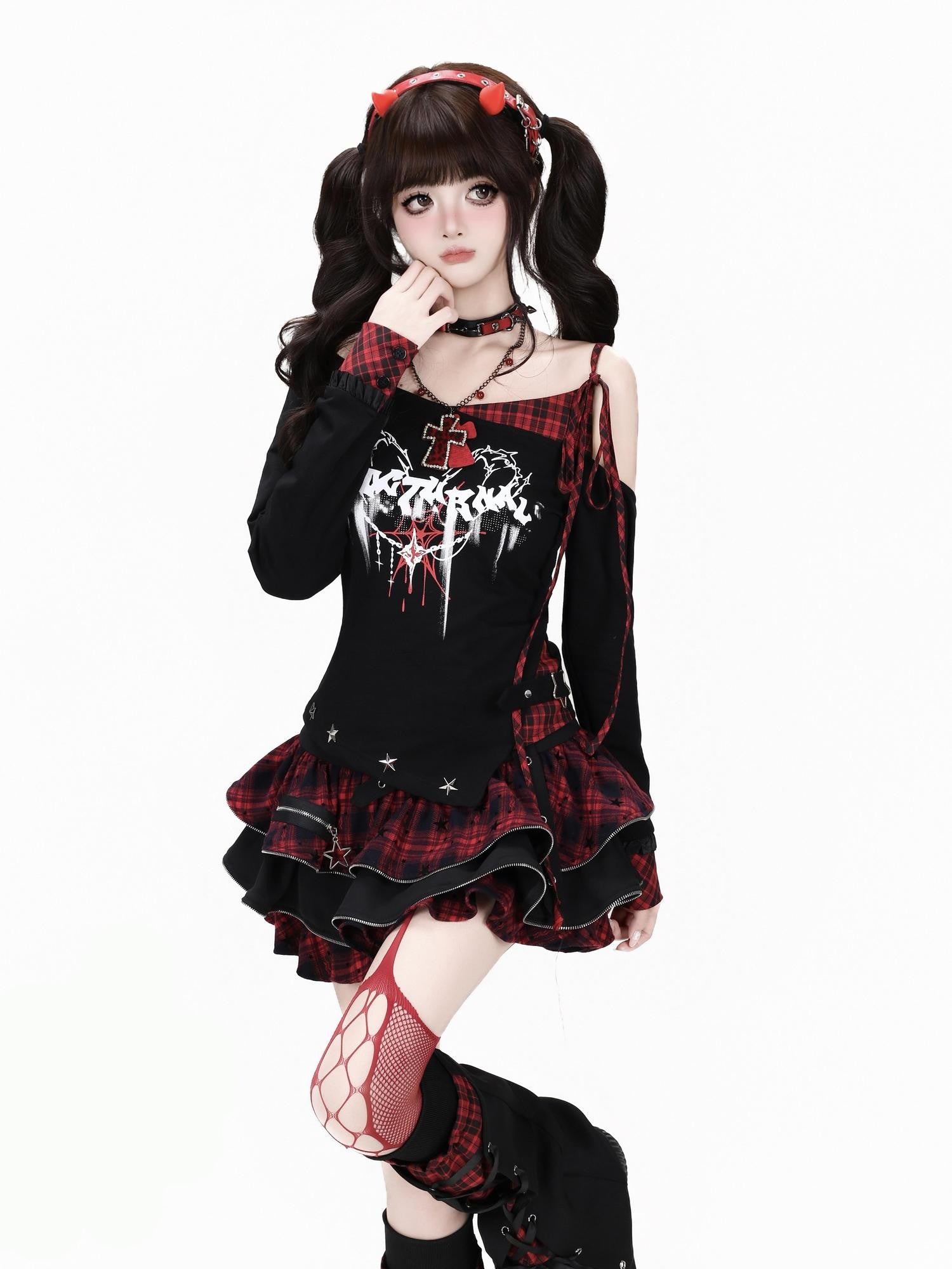 CRAZYGIRL Y2k Plaid Ruffled Chain High Waist Slim Cake Women's Mini Skirts