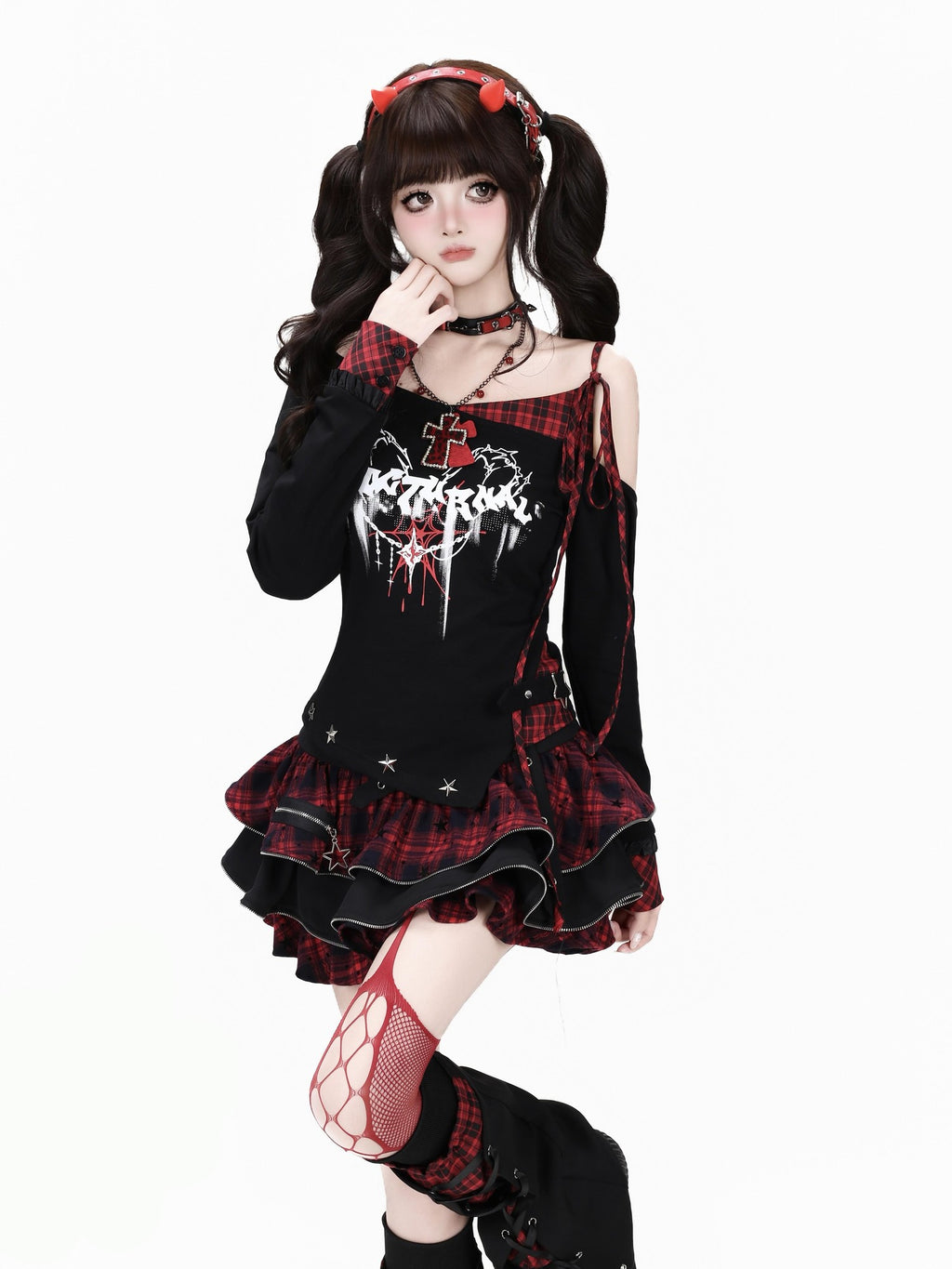 CRAZYGIRL Y2k Plaid Ruffled Chain High Waist Slim Cake Women's Mini Skirts