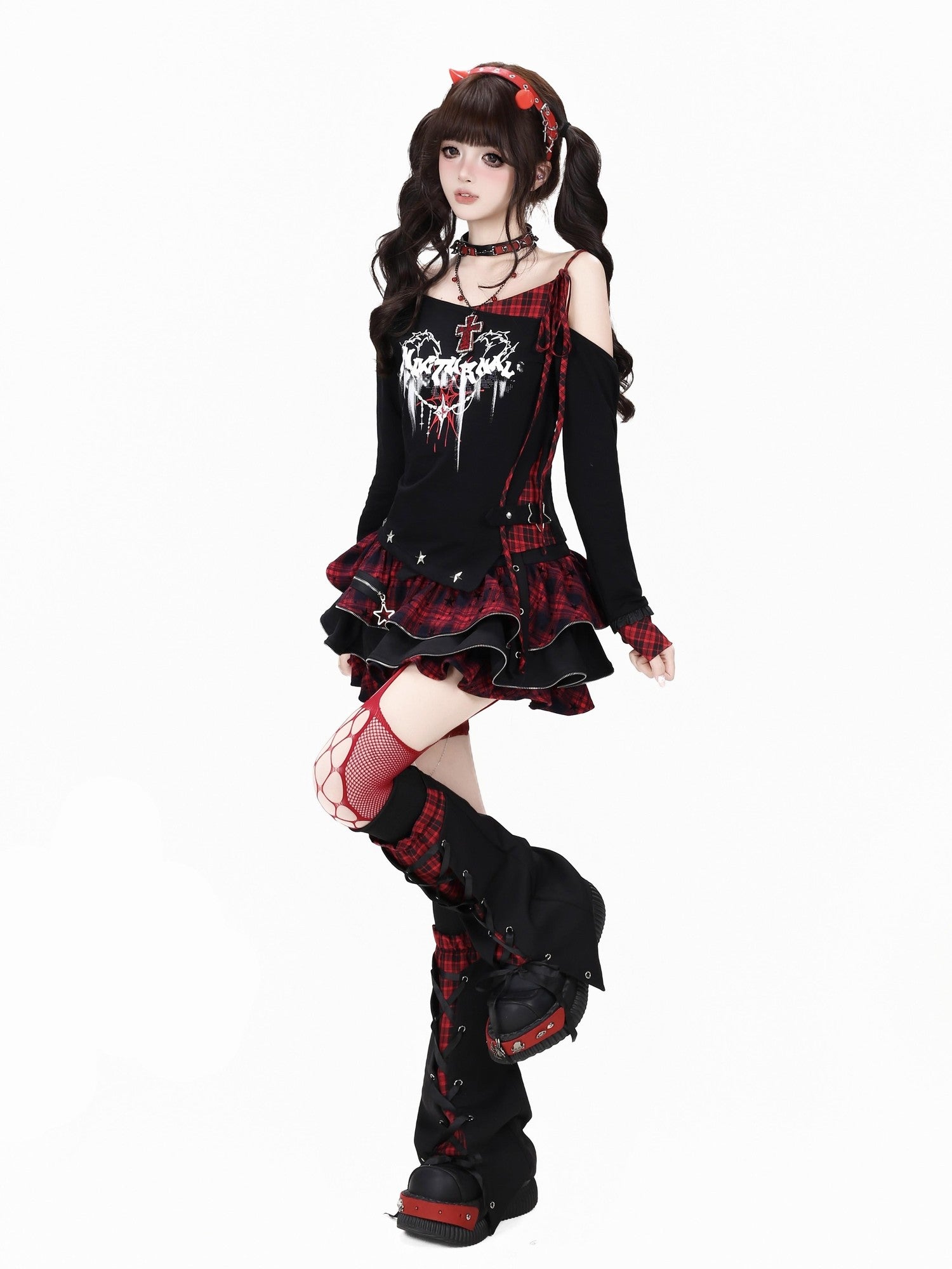 CRAZYGIRL Y2k Plaid Ruffled Chain High Waist Slim Cake Women's Mini Skirts
