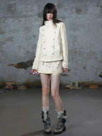 Cest Nous Chain Totem Print Lace Asymmetric Panel Straight Women's Cotton Skorts
