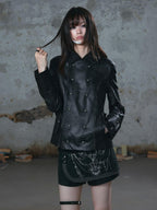 Cest Nous Chain Totem Print Lace Asymmetric Panel Straight Women's Cotton Skorts
