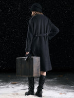 Cest Nous Classic Court Knight Buttoned Lapel Black Grey Women's Wool Coats