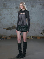 Cest Nous Distressed Studded Fringe Hooded Women's Cotton Long Sleeve T-shirts