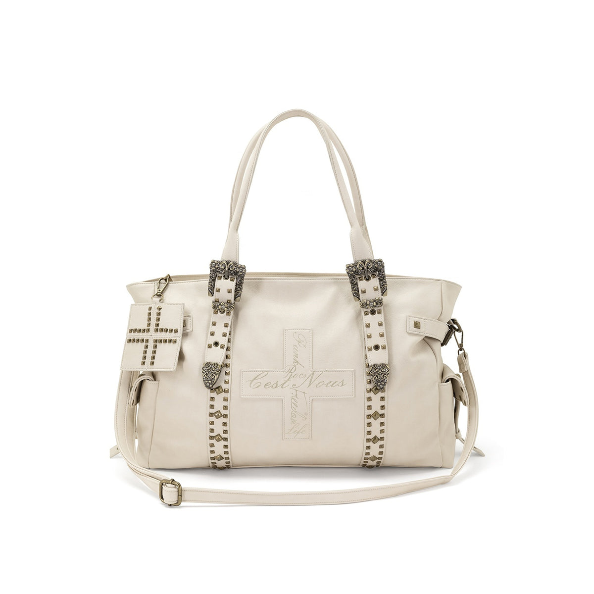 Cest_Nous_Heavy_Studded_Dark_Embossed_Leather_Cross_Silver_Women's_Moto_Handbags_1073056796041_MISSTT