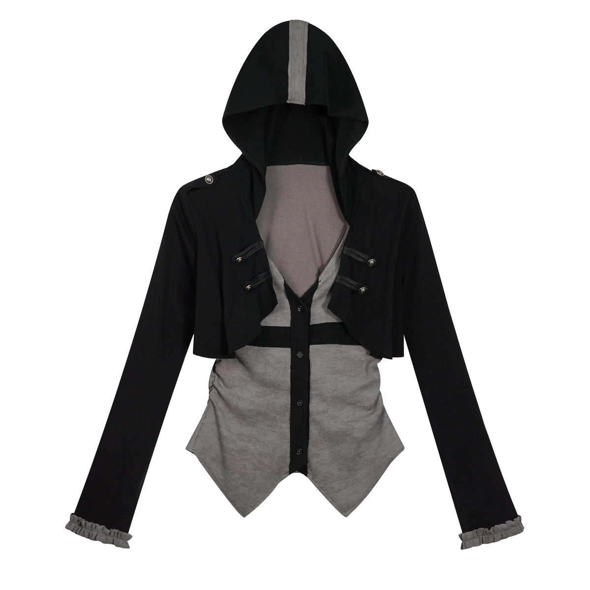 Cest_Nous_Hooded_Faux_Layer_Knit_Spliced_Ruched_Women's_Cotton_Long_Sleeve_T-shirts_964830647488_MISSTT