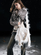 Cest Nous Punk Rabbit Ear Buckle Belt Fuzzy Plush Women's Cross Body Bags
