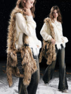 Cest Nous Punk Rabbit Ear Buckle Belt Fuzzy Plush Women's Cross Body Bags