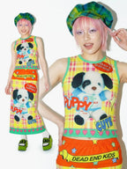 DeadEndKids American Y2k Print Stretch Slim Fit Women's Polyester Tank Tops