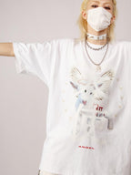 DeadEndKids Angel Devil Print Gothic Loose Short Sleeve Cotton Women's T-shirts