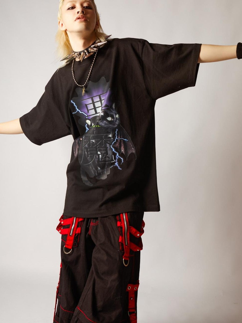 DeadEndKids Angel Devil Print Gothic Loose Short Sleeve Cotton Women's T-shirts