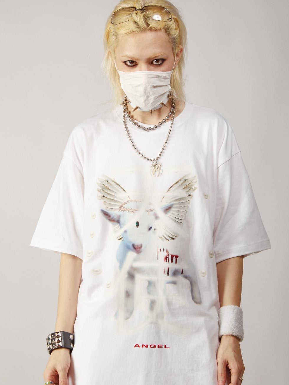DeadEndKids Angel Devil Print Gothic Loose Short Sleeve Cotton Women's T-shirts