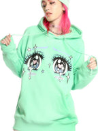 DeadEndKids Anime Eye Print Loose Fit Cotton Women's Hoodies
