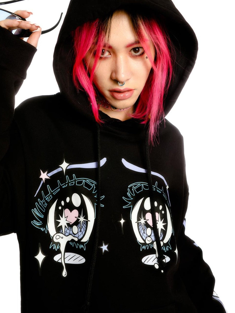 DeadEndKids Anime Eye Print Loose Fit Cotton Women's Hoodies