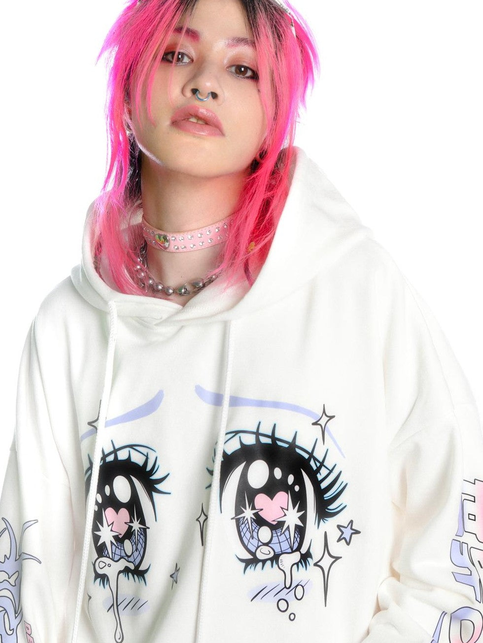 DeadEndKids Anime Eye Print Loose Fit Cotton Women's Hoodies