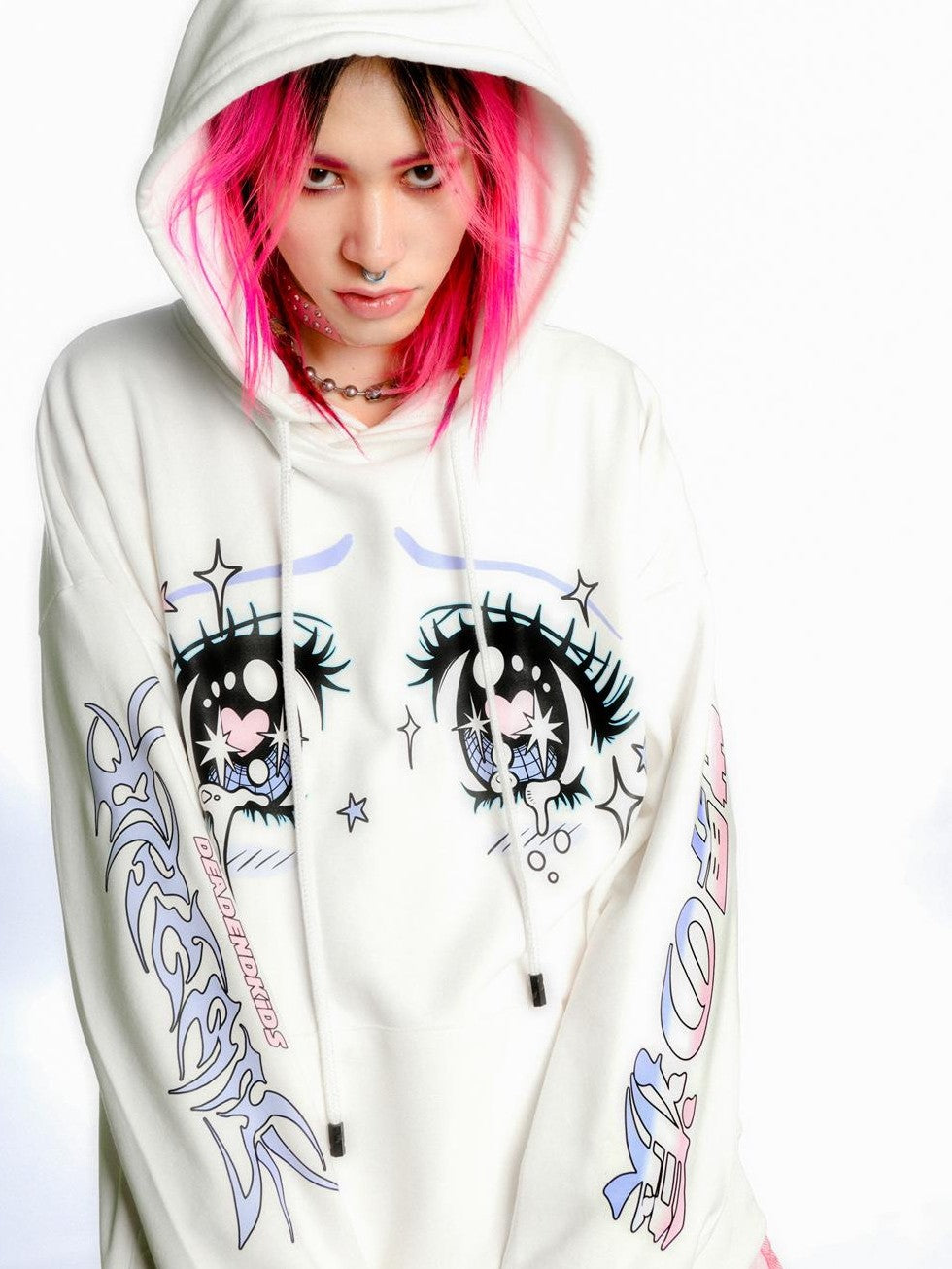 DeadEndKids Anime Eye Print Loose Fit Cotton Women's Hoodies