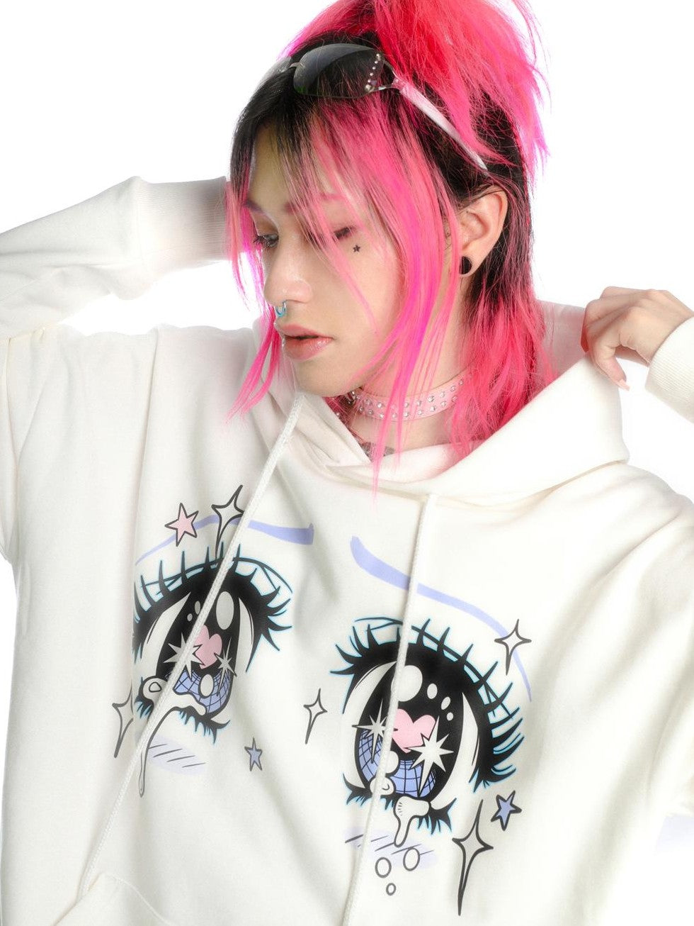 DeadEndKids Anime Eye Print Loose Fit Cotton Women's Hoodies