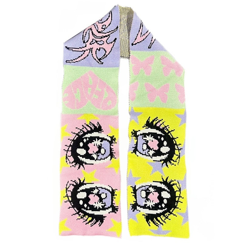 DeadEndKids_Anime_Eye_Print_Subculture_Women's_Knit_Scarves_&_Shawls_853079395175_MISSTT