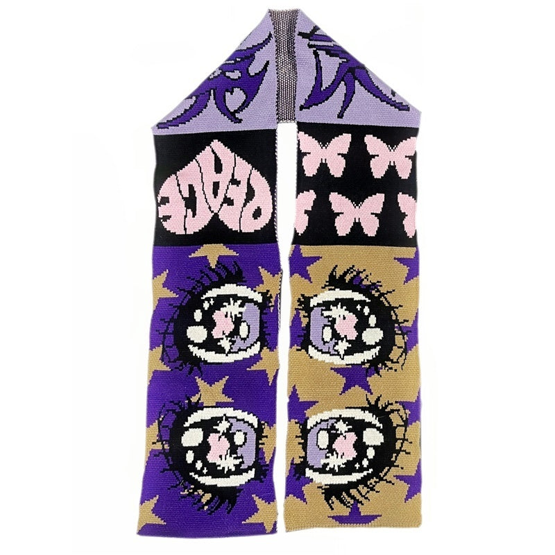 DeadEndKids_Anime_Eye_Print_Subculture_Women's_Knit_Scarves_&_Shawls_853079395175_MISSTT