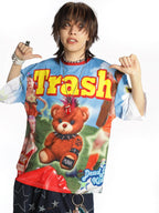 DeadEndKids Cartoon Bear Print Loose Fit Polyester Women's Short Sleeve T-shirts