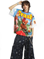 DeadEndKids Cartoon Bear Print Loose Fit Polyester Women's Short Sleeve T-shirts