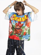 DeadEndKids Cartoon Bear Print Loose Fit Polyester Women's Short Sleeve T-shirts