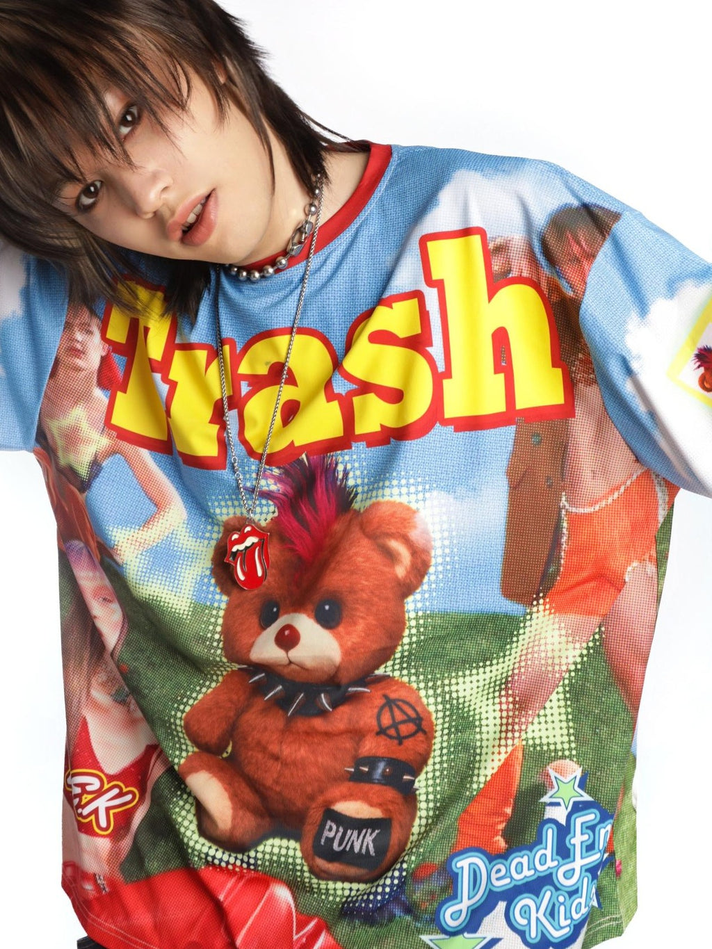 DeadEndKids Cartoon Bear Print Loose Fit Polyester Women's Short Sleeve T-shirts
