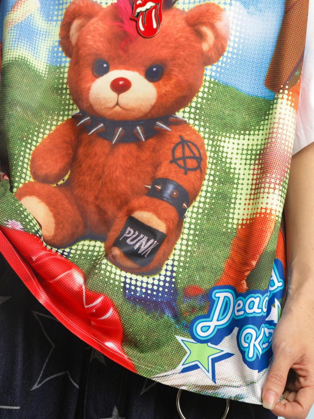 DeadEndKids Cartoon Bear Print Loose Fit Polyester Women's Short Sleeve T-shirts