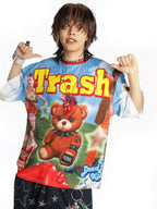 DeadEndKids Cartoon Bear Print Loose Fit Polyester Women's Short Sleeve T-shirts