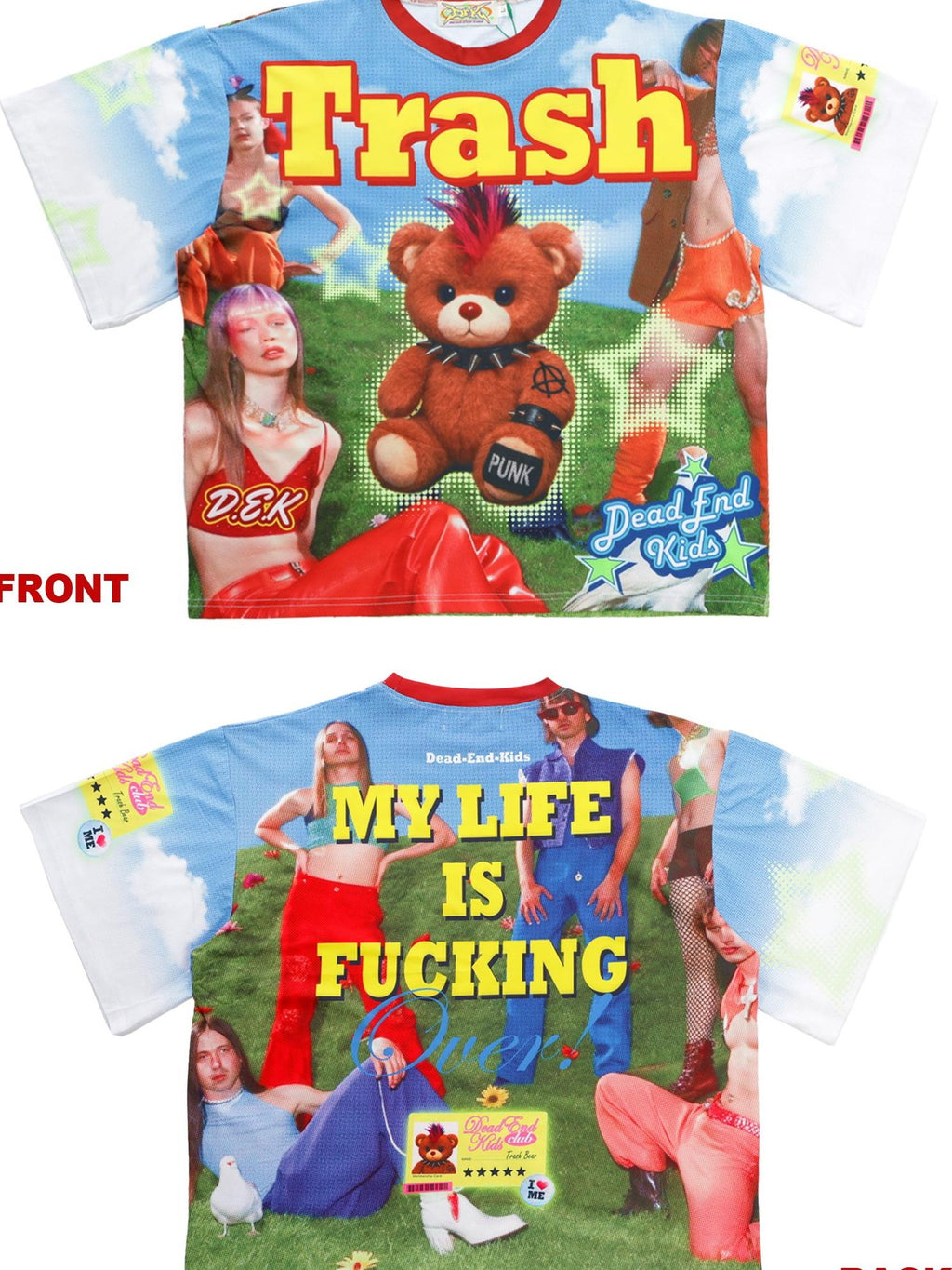 DeadEndKids Cartoon Bear Print Loose Fit Polyester Women's Short Sleeve T-shirts