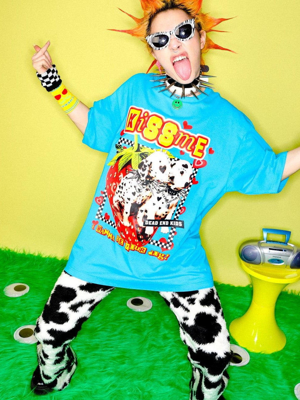 DeadEndKids Cartoon Graphic Print Oversize Cotton Women's Short Sleeve T-shirts