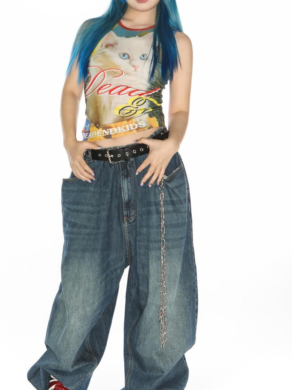 DeadEndKids Cute Print Stretch Slim Round Neck Polyester Women's Tank Tops